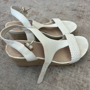Elegant White Wedge Sandals